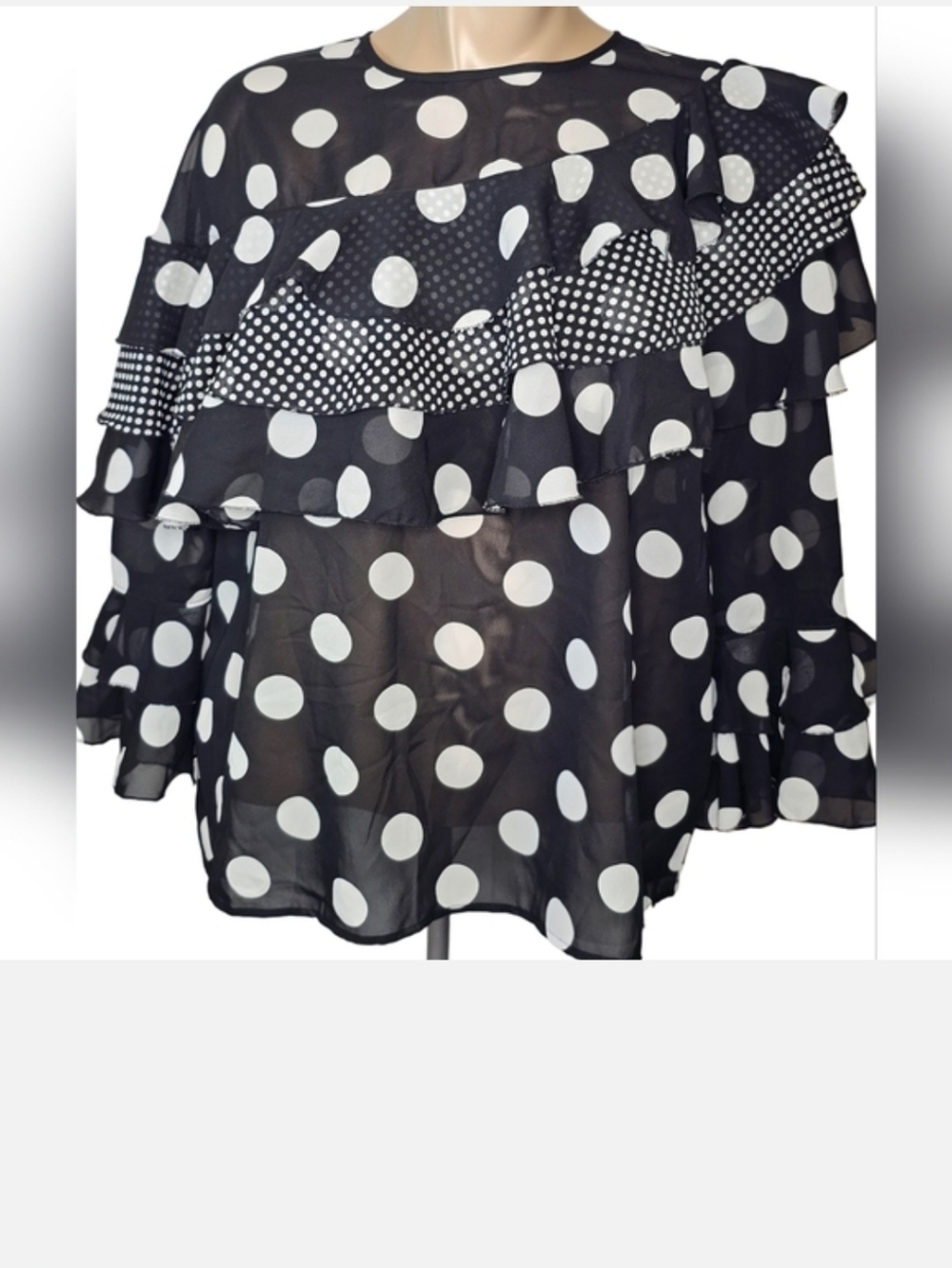 Cato Whimsical Sheer Black & White Polka Dot Blouse Women’s Size 22/24 - Picture 7 of 7